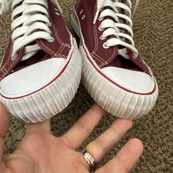 PF Flyers Center Hi Shoes Mens 9 Womens 10.5 Burgundy Canvas High Top Classic - Picture 5 of 13